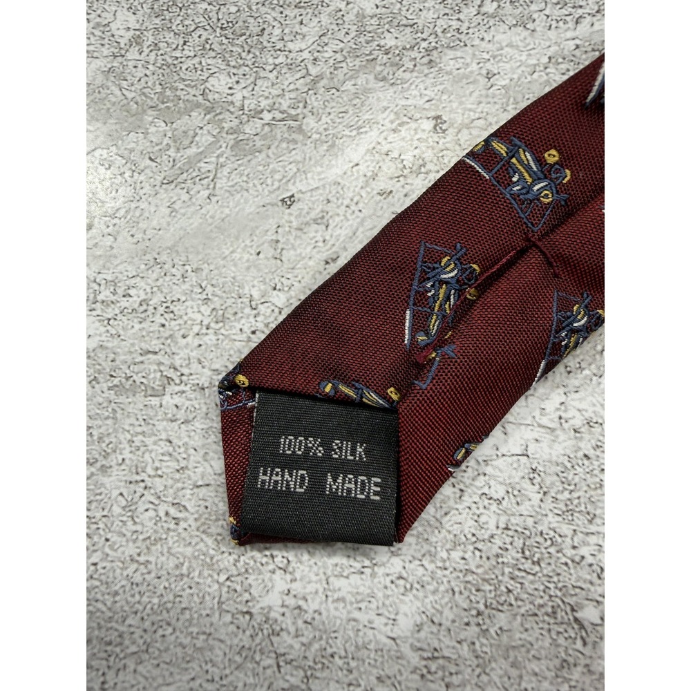Impermeable By Weatherproof 100% Silk‎ Tie Mens Red Geometric Necktie VTG Planes - Picture 4 of 6